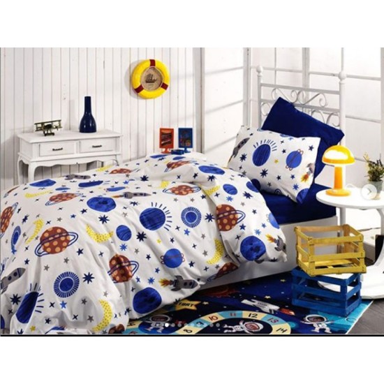 Lenjerie de pat Galaxy din bumbac fabricată cu atenție la detalii în atelierul propriu.