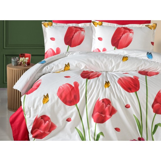 Lenjerie de pat Lalele din bumbac fabricată cu atenție la detalii în atelierul propriu. Lenjerie de pat Lalele din bumbac fabricată cu atenție la detalii în atelierul propriu.